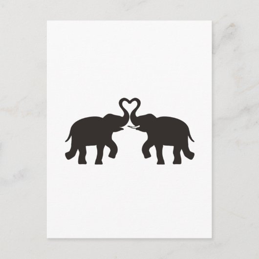 Zwei Elefanten-Liebe-Silhouetten Postkarte (Vorderseite)