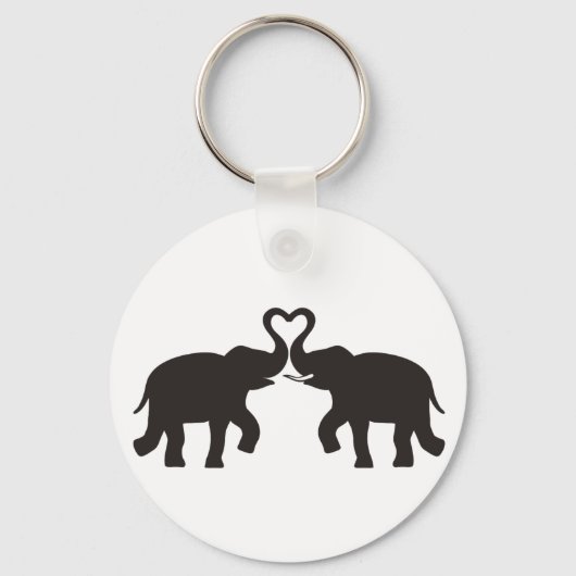 Zwei Elefanten-Liebe-Silhouetten Schlüsselanhänger (Vorderseite)