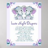 Zwei Elefanten Späte Night Diapers Baby Shower Gam Poster (Vorne)