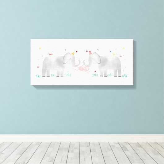 Zwei Elefanten und ein Affe Leinwanddruck (Insitu (Holzboden))