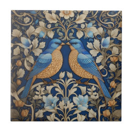 Zwei elegante Blue Birds William Morris Inspiriert Fliese