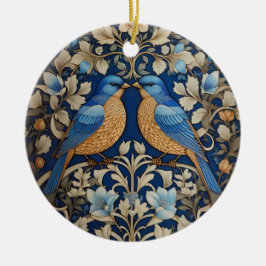 Zwei elegante Blue Birds William Morris Inspiriert Keramik Ornament