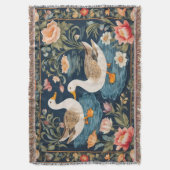 Zwei elegante Ducks William Morris Inspiriert Decke (Vorderseite Vertikal)
