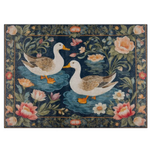 Zwei elegante Enten, inspiriert von William Morris Schneidebrett