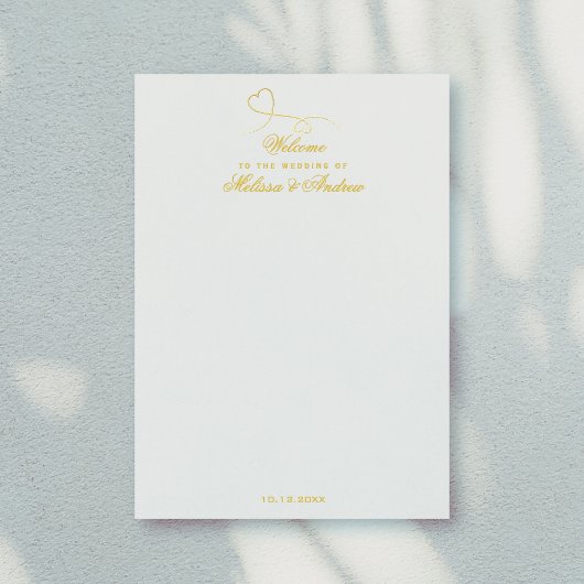 Zwei elegante Goldherzen | Begrüßungsbrief