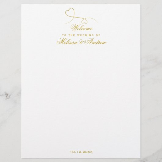 Zwei elegante Goldherzen | Begrüßungsbrief (Vorderseite)