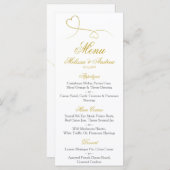 Zwei elegante Goldherzen | Hochzeitsmenü Menükarte (Vorne/Hinten)