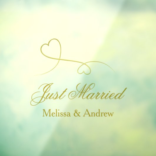 Zwei elegante Goldherzen | Just Married Wedcar Fensteraufkleber (Blatt 3)