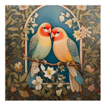 Zwei elegante Lovebirds Vintag