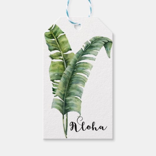 Zwei elegante Palm Blätter Tropical Aloha Wedding Geschenkanhänger (Vorderseite)