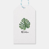 Zwei elegante Palm Blätter Tropical Aloha Wedding Geschenkanhänger (Rückseite)