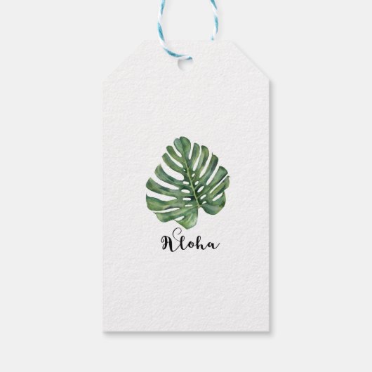 Zwei elegante Palm Blätter Tropical Aloha Wedding Geschenkanhänger (Rückseite)