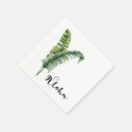Zwei elegante Palm Blätter Tropical Aloha Wedding Serviette (Ecke)