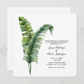 Zwei elegante Palm Blätter Tropical Simple Wedding Einladung (Vorne/Hinten)