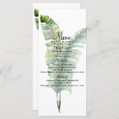 Zwei elegante Palm Blätter Tropical Wedding Menu Menükarte (Vorne/Hinten)