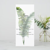 Zwei elegante Palm Blätter Tropical Wedding Menu Menükarte (Stehend Vorderseite)