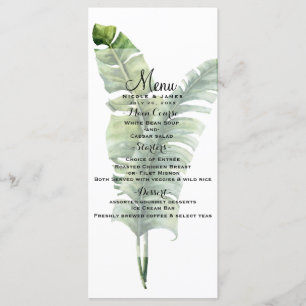 Zwei elegante Palm Blätter Tropical Wedding Menu Menükarte