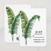 Zwei elegante Palm Blätter Tropical Wedding RSVP Karte (Vorne/Hinten)