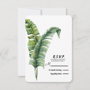 Zwei elegante Palmwedel Tropische Hochzeit RSVP Karte