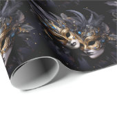 Zwei elegante Venezianische Masken Mardi Gras Karn Geschenkpapier (Rolleneckpunkt)