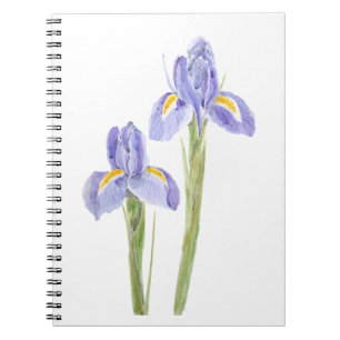 zwei elegante violette Iris-Aquarell 2021 Notizblock