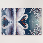Zwei elegante weiße Schwäne Puzzle (Horizontal)