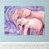Zwei Elephants Wildlife Artwork von Molly Harrison Leinwanddruck (Insitu (Holzboden))