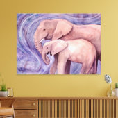 Zwei Elephants Wildlife Artwork von Molly Harrison Leinwanddruck (Insitu (Wohnzimmer))