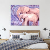 Zwei Elephants Wildlife Artwork von Molly Harrison Leinwanddruck (Insitu (Schlafzimmer))