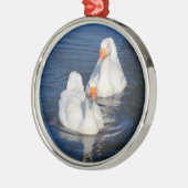 Zwei Emden Gänse II Silbernes Ornament (Links)