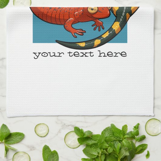 Zwei engagierte lächelnde Cartoon Salamander Geschirrtuch (Gefaltet)