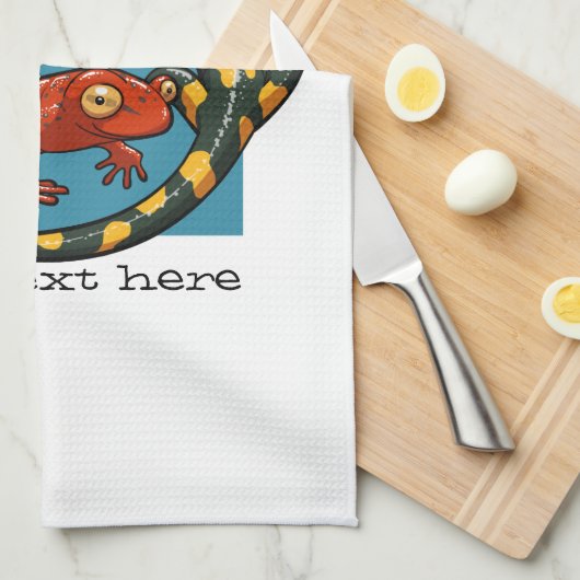 Zwei engagierte lächelnde Cartoon Salamander Geschirrtuch (Viertel Falte)