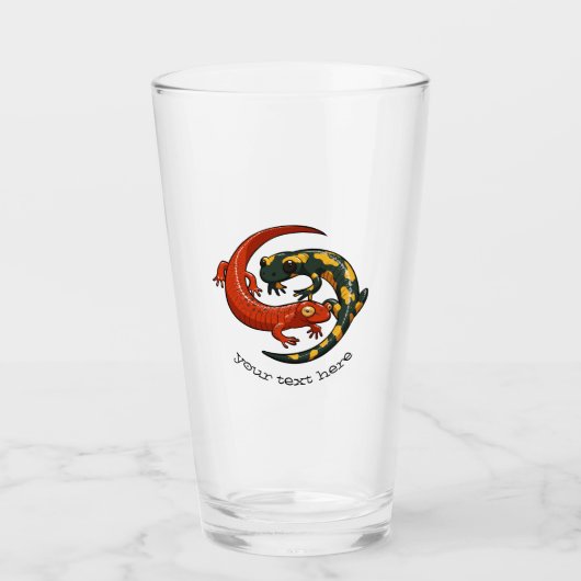 Zwei engagierte lächelnde Salamander Friends Carto Glas (Vorderseite)