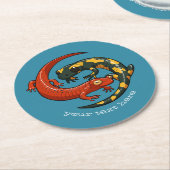 Zwei engagierte lächelnde Salamander Friends Carto Runder Pappuntersetzer (Angewinkelt)