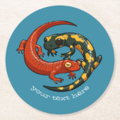 Zwei engagierte lächelnde Salamander Friends Carto Runder Pappuntersetzer (Vorderseite)