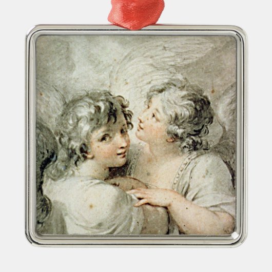 Zwei Engel, 18. Jahrhundert Silbernes Ornament (Vorne)