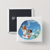 Zwei Engel, die auf den Wolken sitzen Button (Vorne & Hinten)