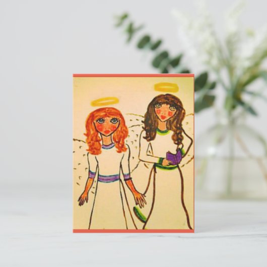 zwei Engel - Kunst von Rosebeth Postkarte (Stehend Vorderseite)