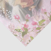 Zwei Engel mit Blume Border auf rosa Decoupage Seidenpapier (Detail)