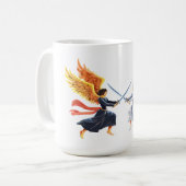 Zwei Engel mit großem Schwert mit offenen Flügeln Kaffeetasse (Vorderseite Links)
