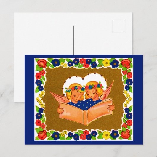 zwei Engel singen Postkarte (Vorne/Hinten)