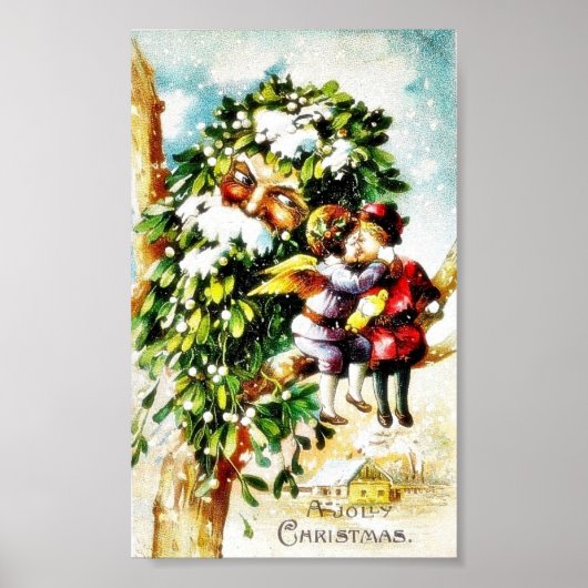 Zwei Engel sitzen auf dem Ast und küssen und ein Poster (Vorne)