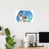 Zwei Engel sitzen auf den Wolken Poster (Heimbüro)