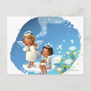 Zwei Engel sitzen auf den Wolken Postkarte