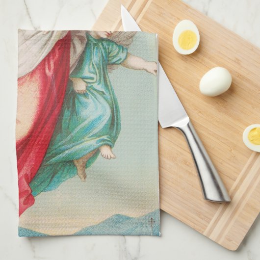 Zwei Engel tragen ein kleines Kind Geschirrtuch (Viertel Falte)