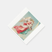 Zwei Engel tragen ein kleines Kind Serviette (Ecke)