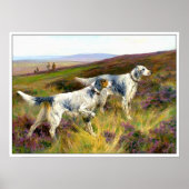 Zwei englische Setter in einem Feld - Arthur Wardl Poster (Vorne)