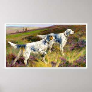 Zwei englische Setter in einem Feld - Arthur Wardl Poster