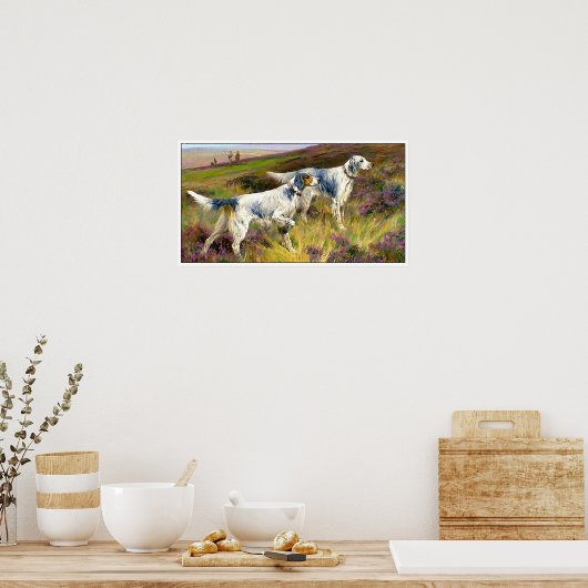 Zwei englische Setter in einem Feld - Arthur Wardl Poster (Küche)