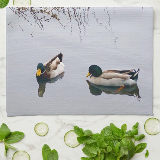 Zwei Enten Geschirrtuch (Gefaltet)